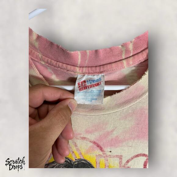 VTG 90s The Doors Jim Morrison Tie Dye T-Shirt XL Hanes Heavyweight USA - Picture 3 of 12